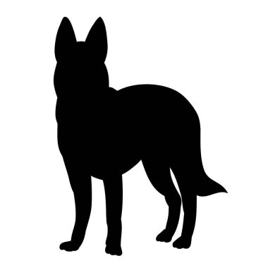 vektör, beyaz arka planda, siyah siluet köpek ayakta
