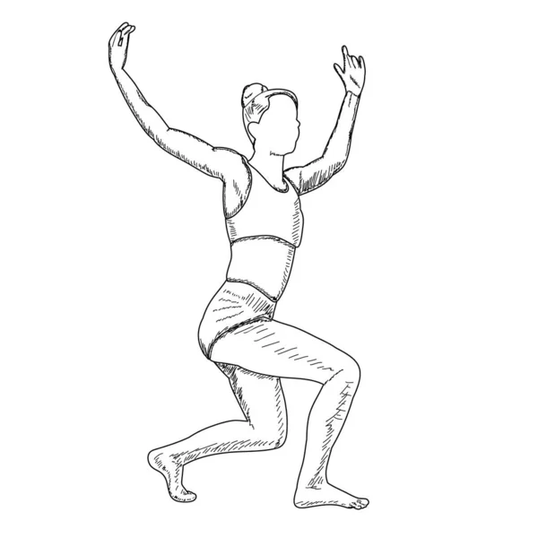 Ein Weißer Hintergrund Skizze Mit Linien Tanzendes Mädchen — Stockvektor