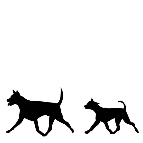 Vector White Background Icon Black Silhouette Dogs Friends — Stock Vector