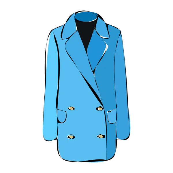 Vettore Sfondo Bianco Cappotto Blu Autunno Donna — Vettoriale Stock