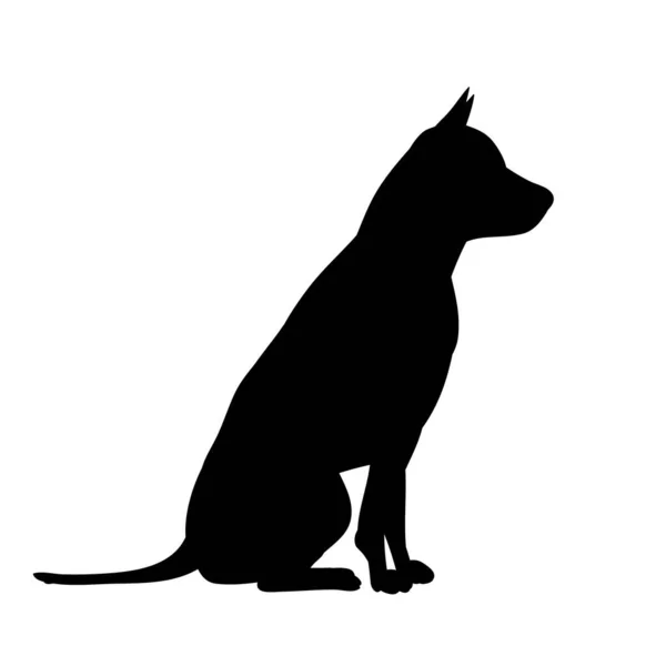 White Background Black Silhouette Dog Sitting — Stock Vector