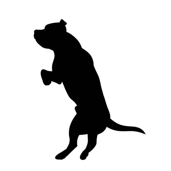 Silueta Negra Perro Saltando — Vector de stock