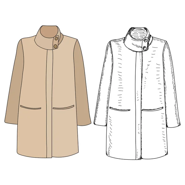Vektor Auf Weißem Hintergrund Frauenkleidung Brauner Mantel — Stockvektor