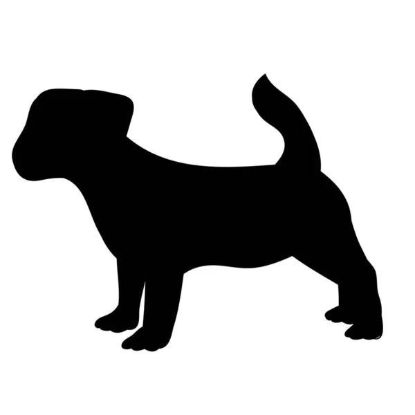 Silueta Negra Perro Pie — Vector de stock