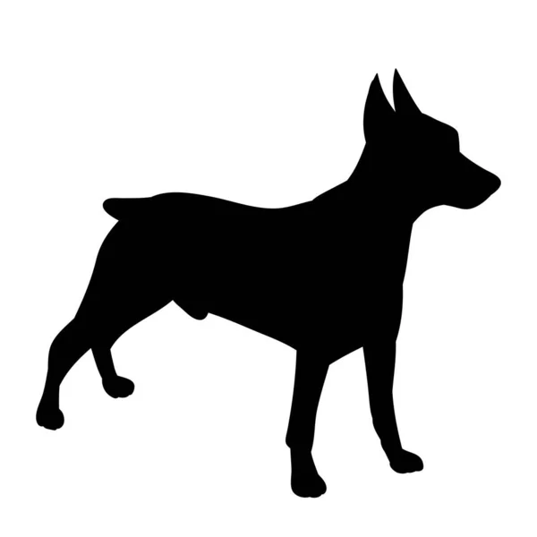 Vector White Background Black Silhouette Dog Standing — Stock Vector