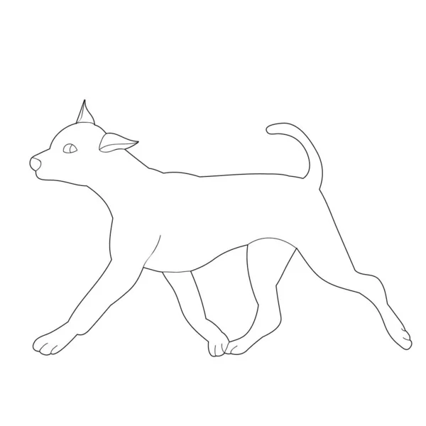 Fond Blanc Contour Chien Croquis — Image vectorielle