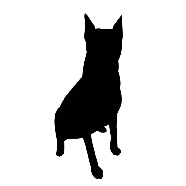 Black Silhouette Dog Sitting — Stock Vector