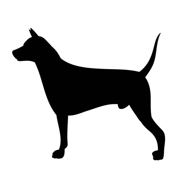 Vector White Background Black Silhouette Dog Standing — Stock Vector