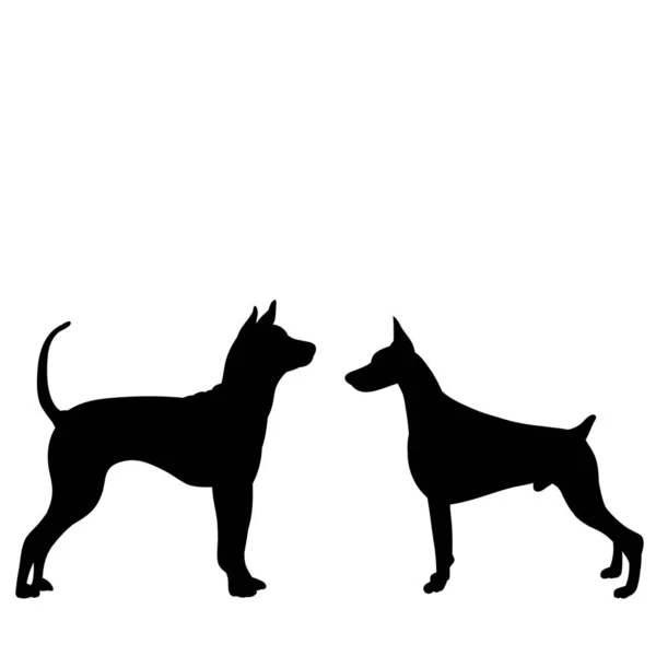 Vector White Background Black Silhouette Dog Stand — Stock Vector