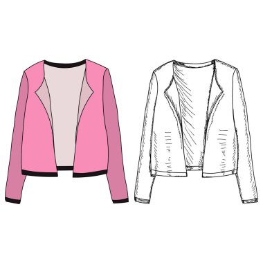 vektör, beyaz arkaplan, pembe sonbahar kadın ceketi.