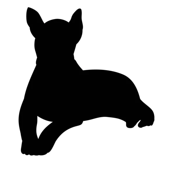 Svart Siluett Liggande Hund — Stock vektor