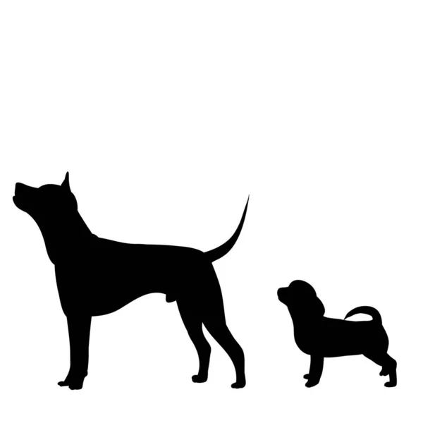 White Background Black Silhouette Dog Stand — Stock Vector
