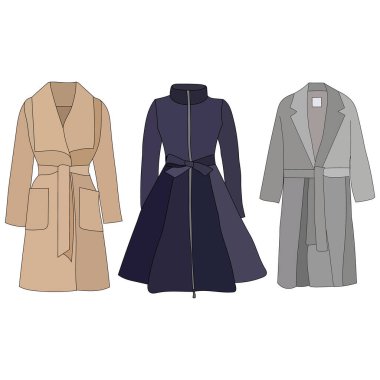 vektör, beyaz arka planda, kadın kıyafeti, ceket