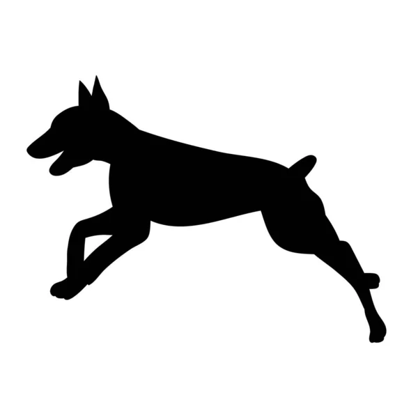 Vector Witte Achtergrond Icoon Zwart Silhouet Van Een Hond Springen — Stockvector