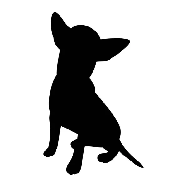 Вектор Білому Тлі Чорний Силует Маленької Собаки Стоїть — стоковий вектор