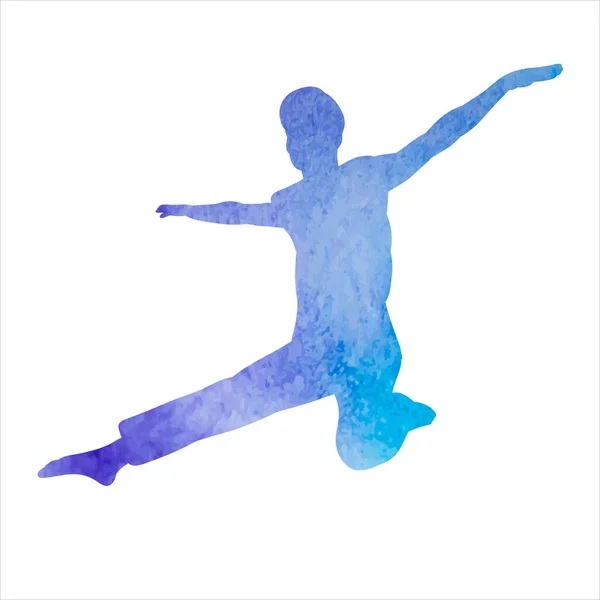 Weißer Hintergrund Aquarellsilhouette Eines Springenden Mannes — Stockvektor