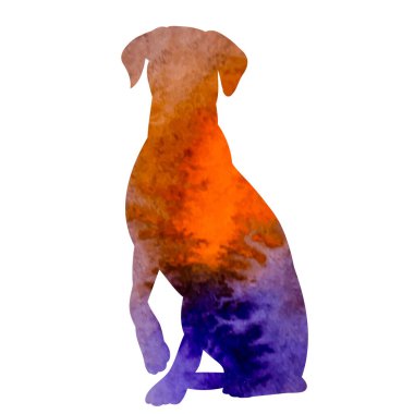vector, on a white background, watercolor silhouette of a dog clipart