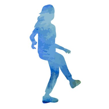 vektör, izole, suluboya dansçı bir kızın silueti, kadın