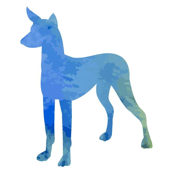 Vektor Vit Bakgrund Akvarell Silhuett Hund Blå — Stock vektor