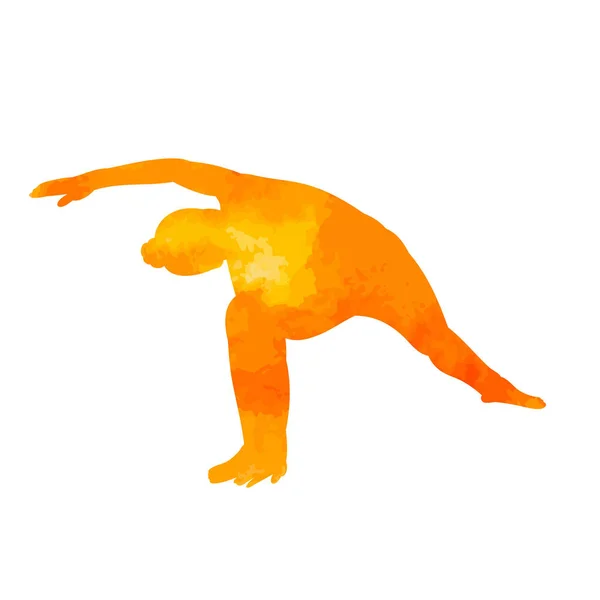 Aquarelle Silhouette Fille Faire Yoga — Image vectorielle