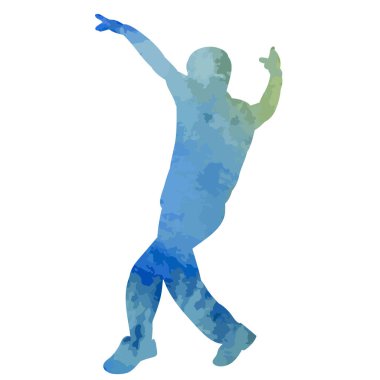 vektör, izole, siluet suluboya adam, erkek dansı