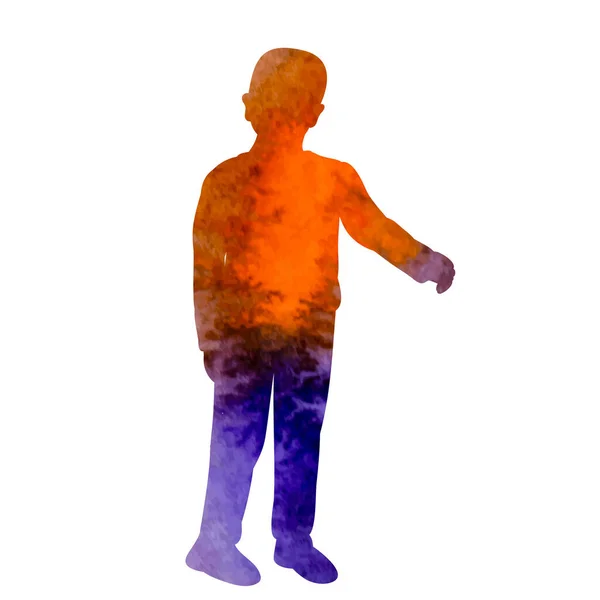 Geïsoleerd Silhouet Van Een Aquareljongen — Stockvector