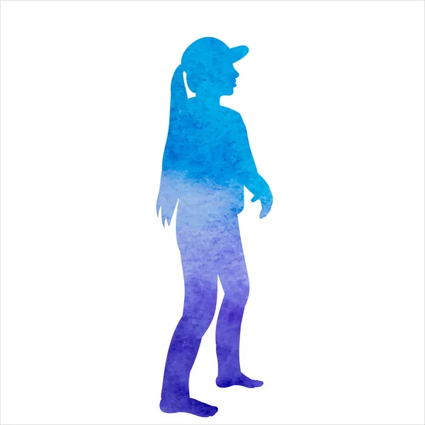 Isoliert Silhouette Aquarell Mädchen Frau — Stockvektor