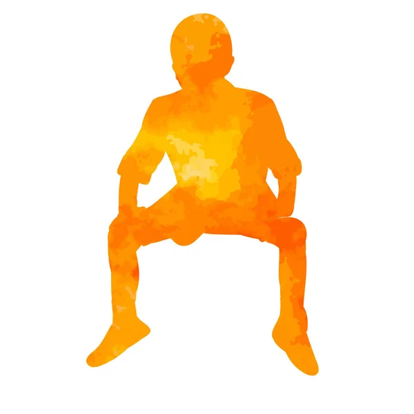 Vector Een Witte Achtergrond Oranje Aquarel Silhouet Van Een Kind — Stockvector