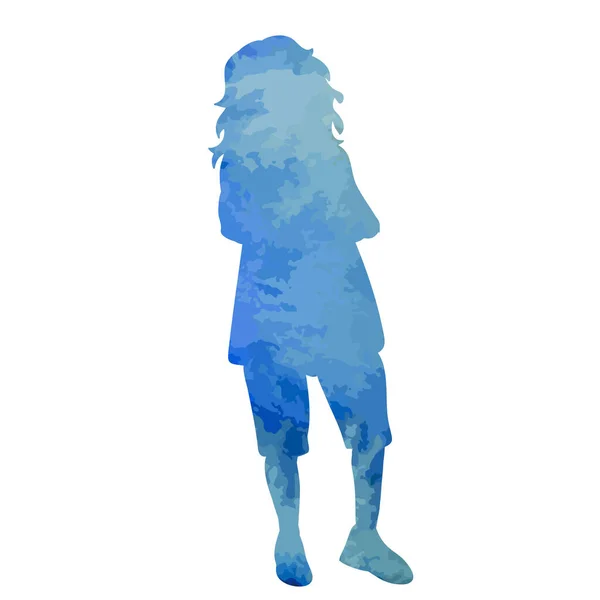 Watercolor Silhouette Child Girl — Stock Vector