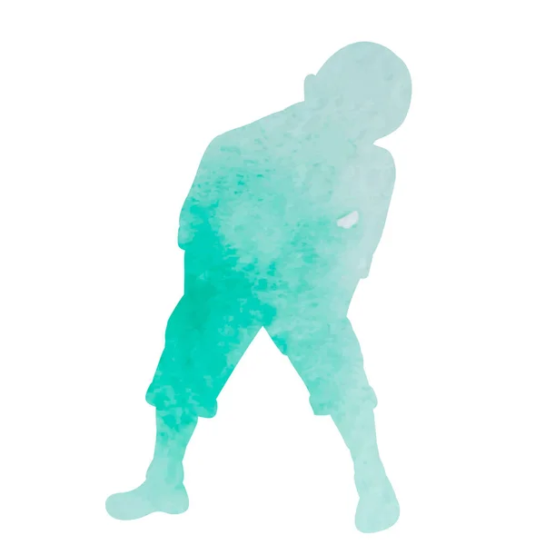 Vecteur Sur Fond Blanc Aquarelle Verte Silhouette Enfant Garçon Dansant — Image vectorielle