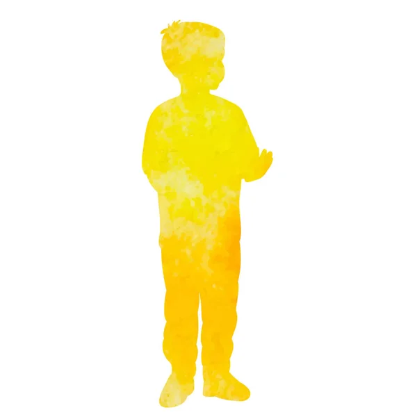 Fond Blanc Aquarelle Jaune Silhouette Enfant Garçon — Image vectorielle