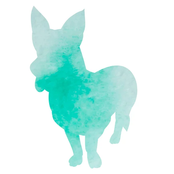 Green Watercolor Silhouette Dog Alone Stands — Stock Vector