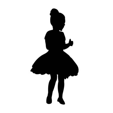 vektör, beyaz arka planda, dans eden bir kızın siyah silueti