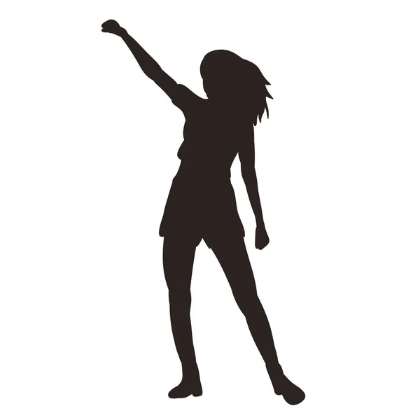 Vektor Auf Weißem Hintergrund Schwarze Silhouette Eines Tanzenden Mädchens — Stockvektor