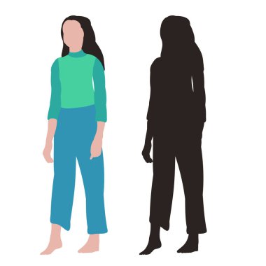  Beyaz bir arka plan, siyah bir kız silueti.