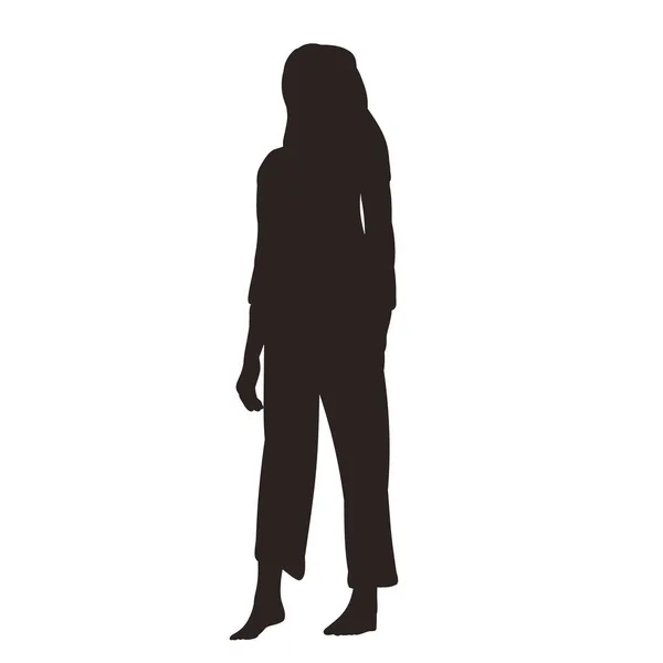 Vecteur Sur Fond Blanc Silhouette Noire Une Fille — Image vectorielle