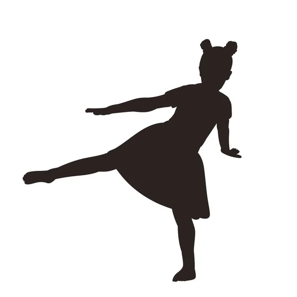 Silhouette Noire Une Fille Dansante Enfant — Image vectorielle