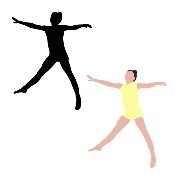 Svart Siluett Dansande Flicka — Stock vektor