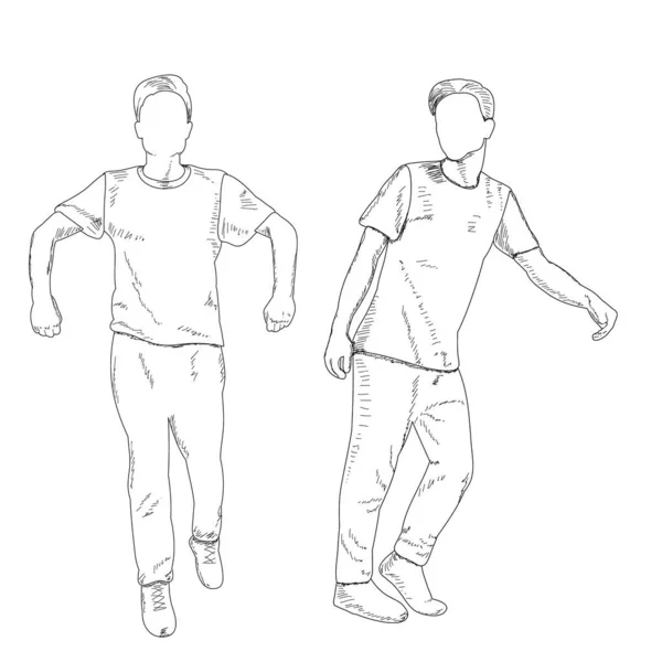 Weißer Hintergrund Umriss Sketch Guy Dancing — Stockvektor