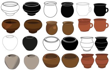 vektör, izole kil kap, koleksiyon