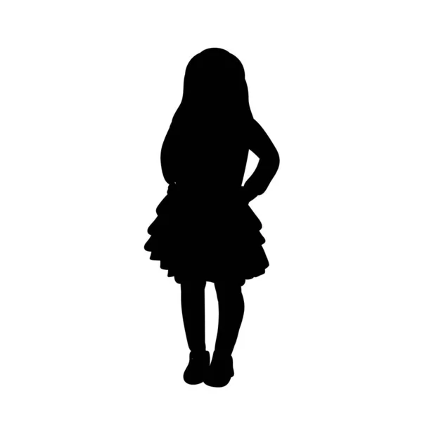 Silhouet Van Het Kind Meisje — Stockvector