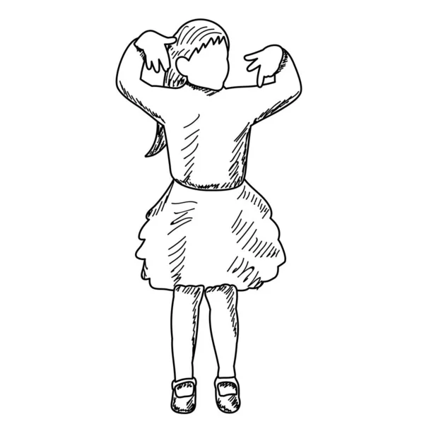 Çizgiler Skeç Çocuk Kız Dansı — Stok Vektör