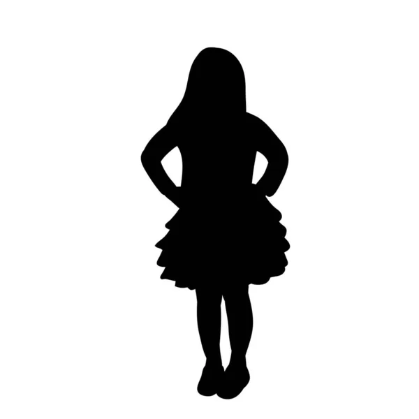 Vecteur Sur Fond Blanc Silhouette Noire Enfant Debout — Image vectorielle