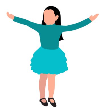 Beyaz bir arka planda, yüzü olmayan çocuklar seviniyor.