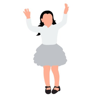 Beyaz arka plan, yüzsüz çocuklar neşe içinde