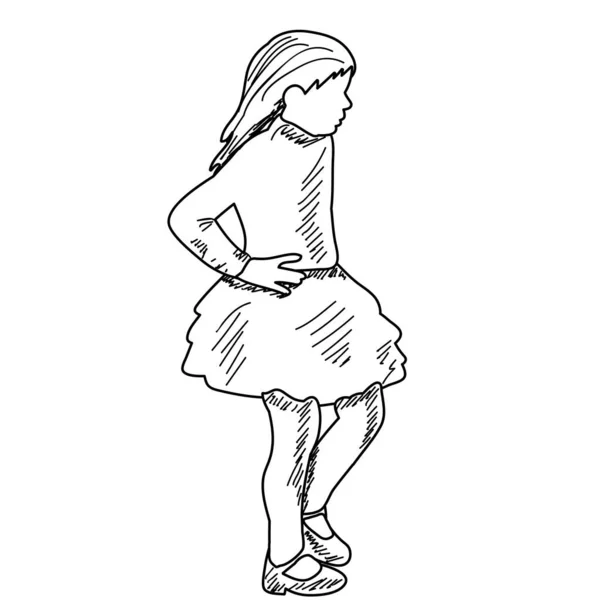 Διάνυσμα Λευκό Φόντο Σκίτσο Απλές Γραμμές Μωρό Κορίτσι — Διανυσματικό Αρχείο