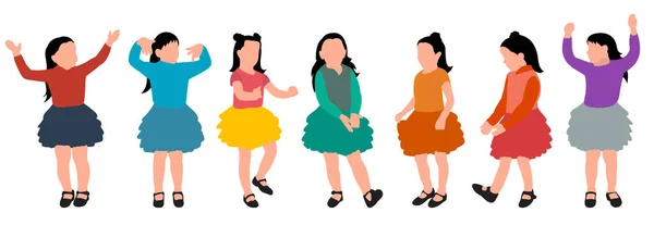 Vector White Background Flat Style Children Dance — Stock Vector