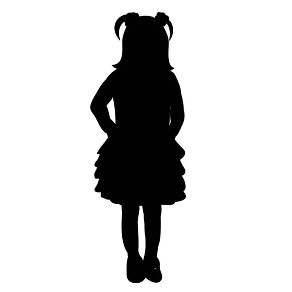 Vector White Background Black Silhouette Child Standing — Stock Vector