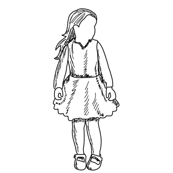 Λευκό Φόντο Πρόσωπο Κορίτσι Σκίτσο Γραμμές — Διανυσματικό Αρχείο