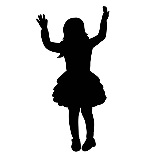 Weißer Hintergrund Schwarze Silhouette Eines Jubelnden Kindes — Stockvektor